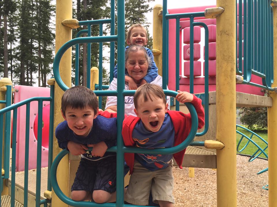 Little boys plus Grandma Cecile playing at the playground. Photo by Alicia.